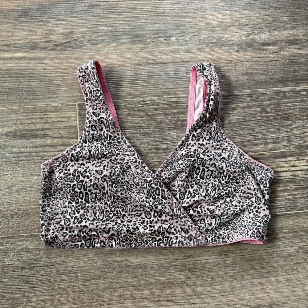 Y2K pink Leopard Crossover Bra M stretchy and cotton